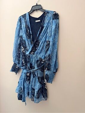 Ulla Johnson Blue and Black Printed Mini Dress
